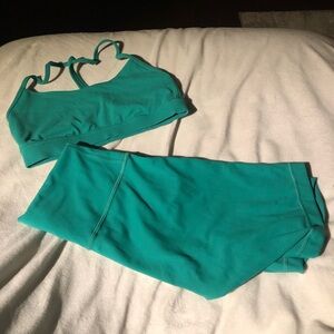 GUC Lululemon Matching Set Bra & Shorts Green Size 6 & 8